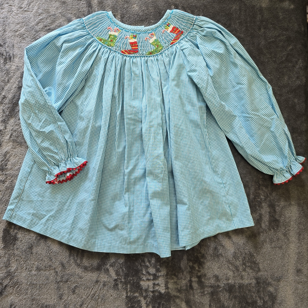 Blue Kids Shirt with Embroidered Design